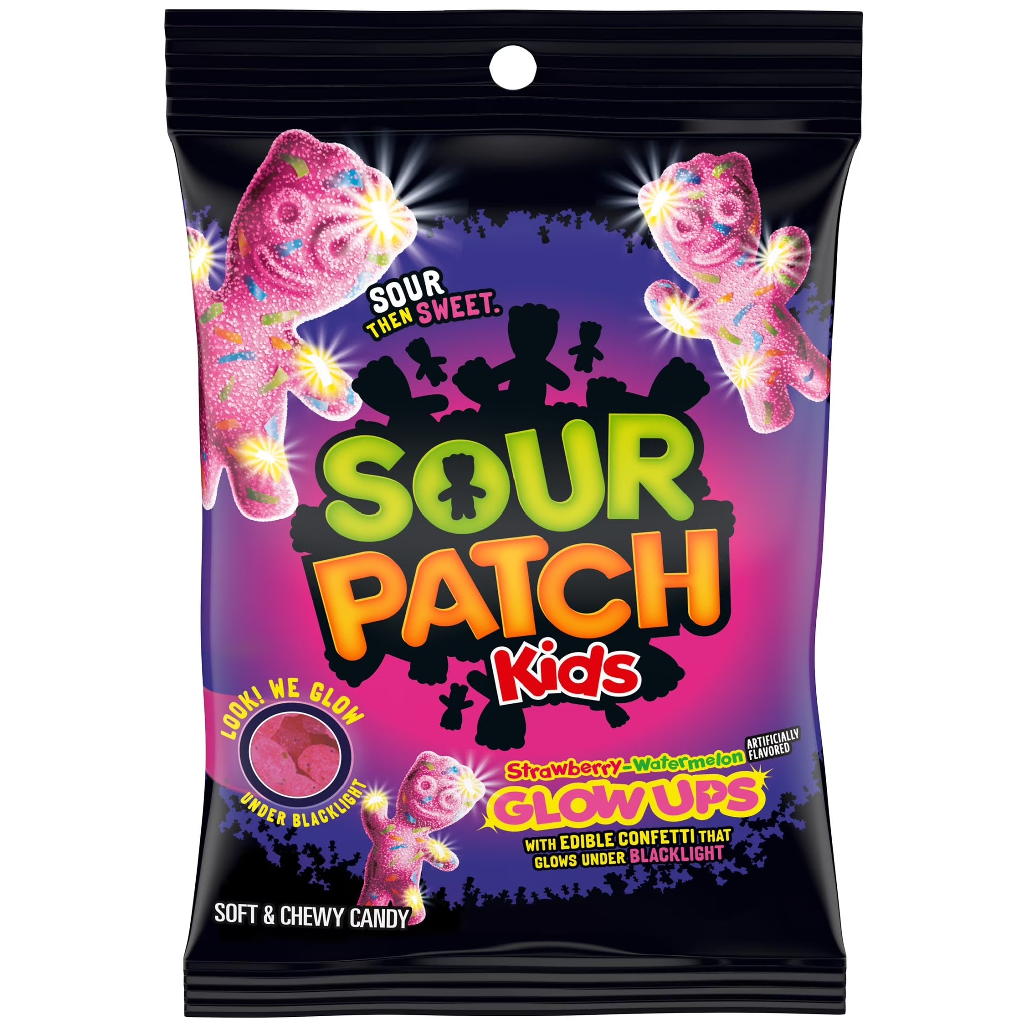 SOUR PATCH KIDS Glow Ups Strawberry-Watermelon Soft & Chewy Candy, 6.7 Oz