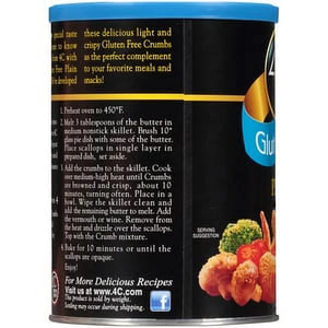 4C Foods Gluten Free Plain Crumbs Canister, 12 Oz
