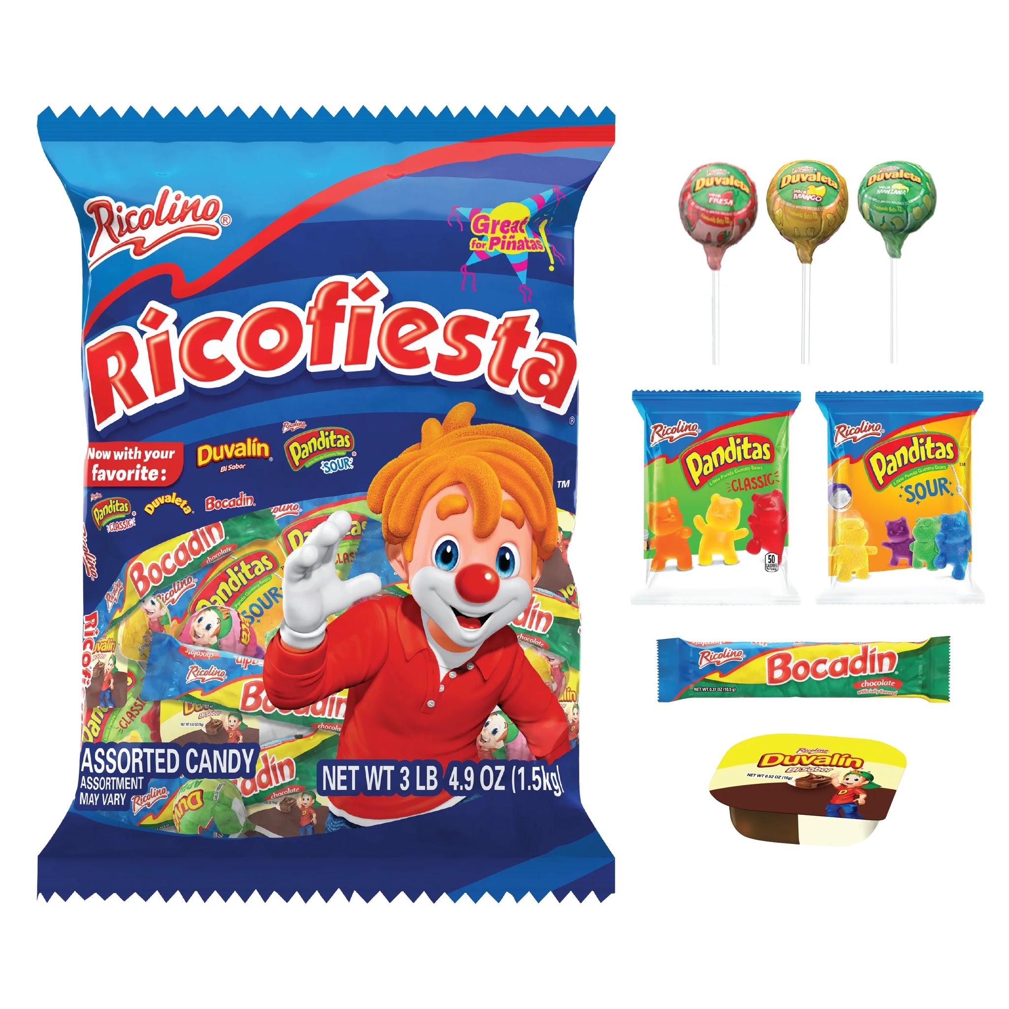 Ricolino Ricofiesta Assorted Mexican Candy Bag - Shellfish-Free, Gluten-Free, 3.3 Lb