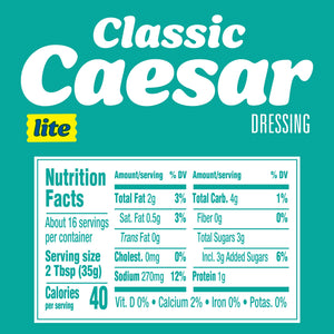 Kraft Lite Classic Caesar Dressing, 16 Fl Oz Bottle