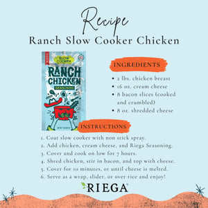 Riega Gluten-Free Ranch Chicken Slow Cooker Seasoning Mix, 1 Oz – Perfect for Easy Meals