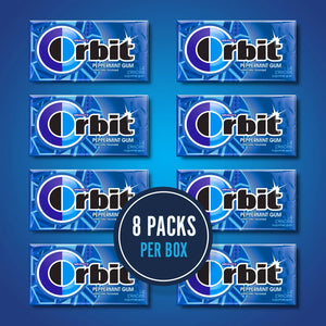 Orbit Peppermint Sugar Free Chewing Gum Travel Essentials - 8 Ct Pack