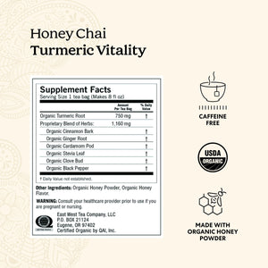 Yogi Tea Honey Chai Turmeric Vitality, Organic Herbal Tea Bags, 16 Count