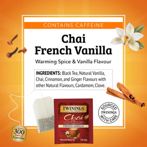 Twinings Chai French Vanilla Black Tea Bags, 20 Count Box