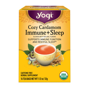 Yogi Tea Cozy Cardamom Immune plus Sleep, Herbal Tea Bags, 16 Count