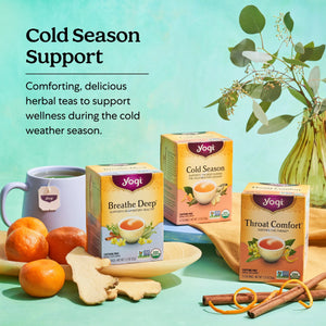 Yogi Tea Throat Comfort, Caffeine-Free Organic Herbal Tea Bags, 16 Count