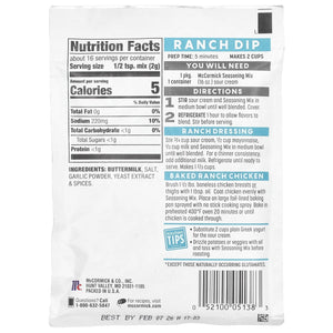 Mccormick Just 5 Simple Ingredients, Dip, Dressing & Seasoning Mix, Homestyle Ranch, 1.25 Oz (35 G)