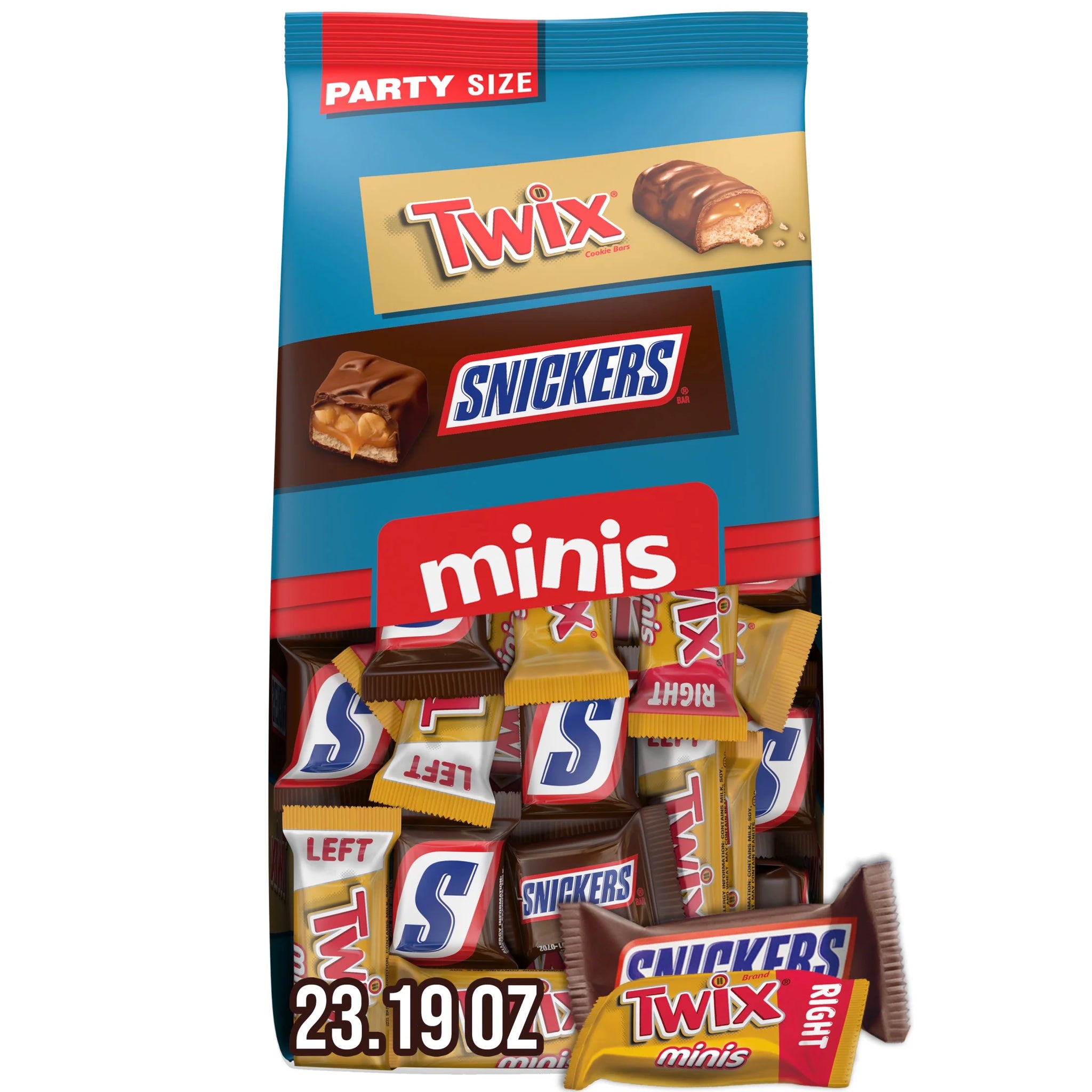 Snickers & Twix Minis Milk Chocolate Bars Variety Pack, Party Size - 23.19 Oz Bulk Bag