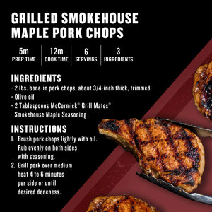 Mccormick Grill Mates Gluten Free Smokehouse Maple Seasoning, 3.5 Oz Bottle