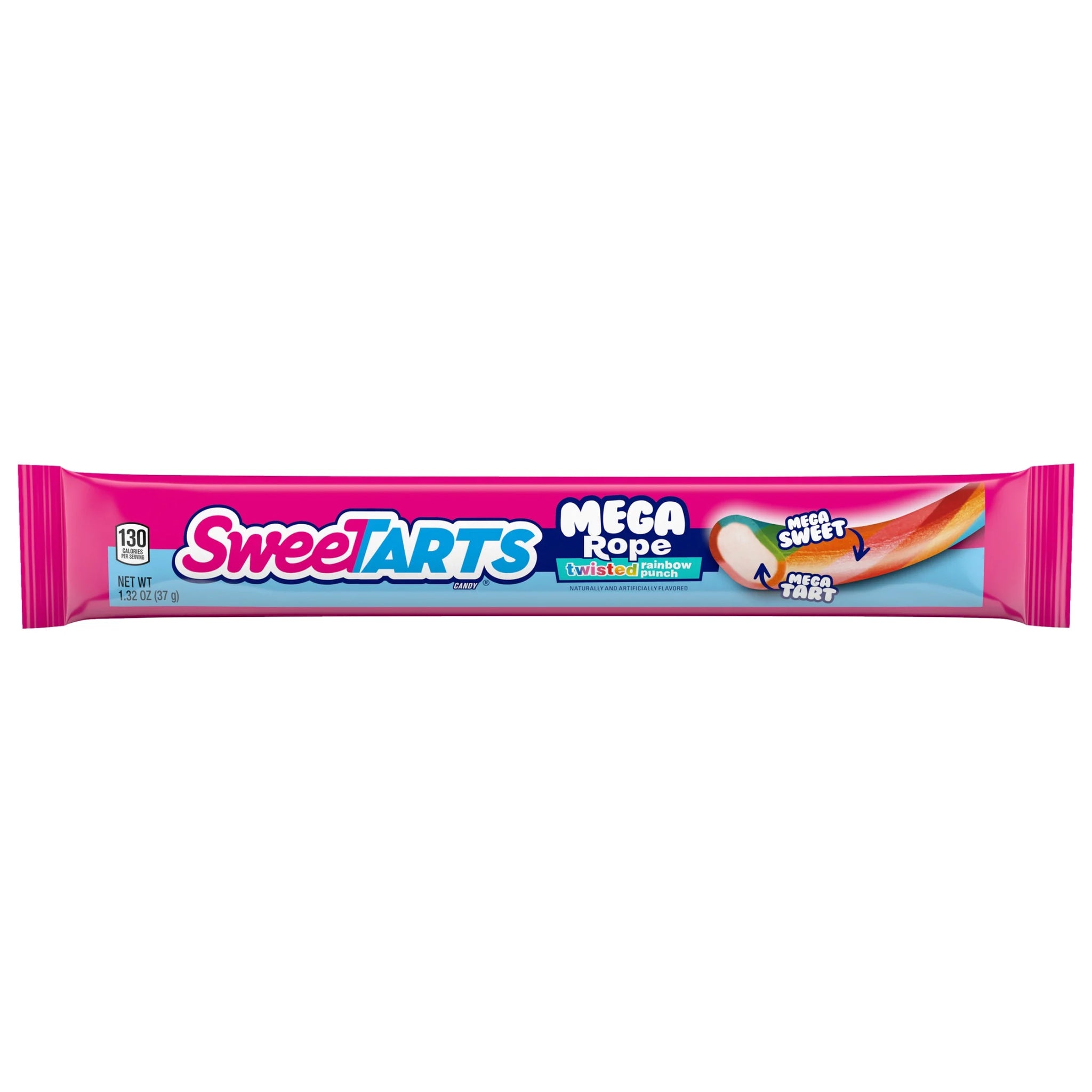 Sweetarts Mega Filled Ropes Candy, Twisted Rainbow Punch, Sweet and Tart, 1.32 Oz