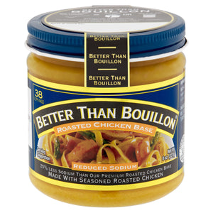 Better than Bouillon Reduced Sodium Roasted Chicken Base, Shelf-Stable, 8 Oz Jar