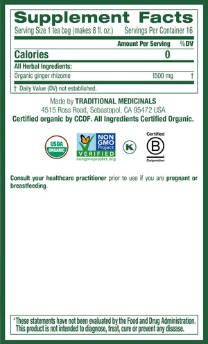 Traditional Medicinal Ginger, Organic Tea Bags, 16 Count