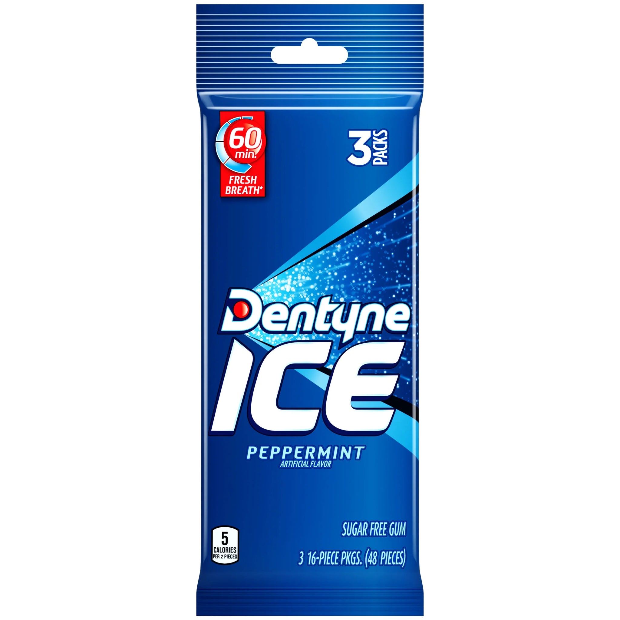 Dentyne Ice Peppermint Gum, 3 Packs of 16 Pieces (48 Total Regular Size Pieces)