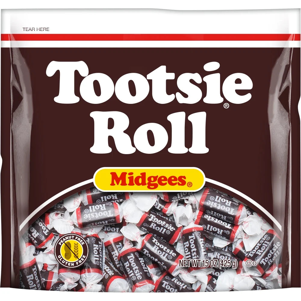 Tootsie Roll Midgees, Gluten Free and Peanut Free Chocolate Taffy, 15 Oz