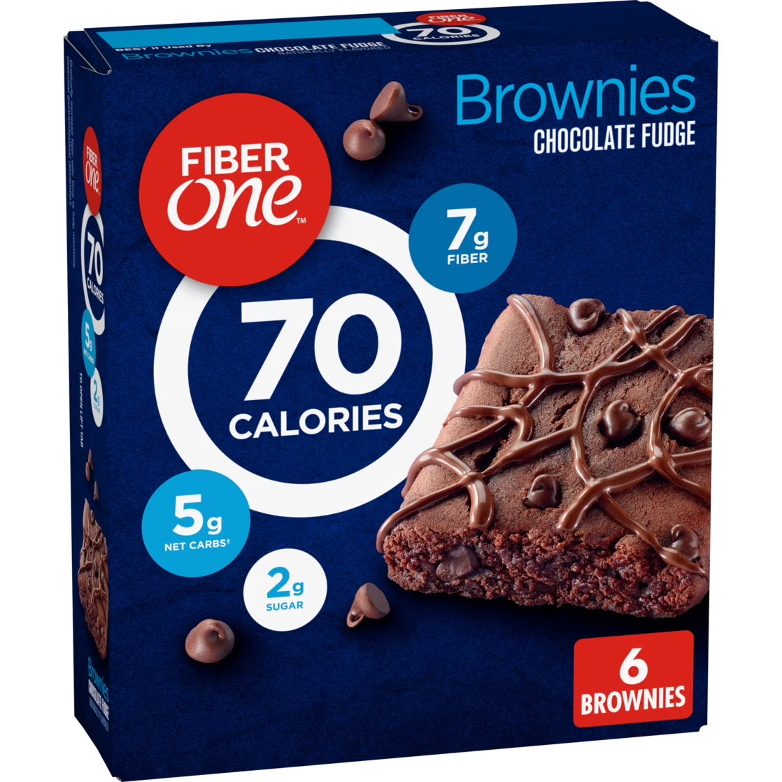Fiber One 70 Calorie Brownies, Chocolate Fudge Snack Bars, 6 Ct, 5.34 Oz