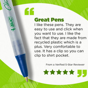 BIC Ecolutions Clic Stic Ballpoint Pens, Blue, Medium Point, 48 Pack