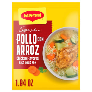 Maggi Arroz Chicken Sopa Sabor a Pollo Con Arroz Chicken Flavored Rice Soup Mix, Instant Soup Packets 1.94 Oz