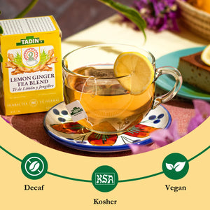 Tadin Lemon Ginger Tea, Herbal Tea, Caffeine-Free Tea, Herbal Tea Bags, 24 Count, Pack of 1