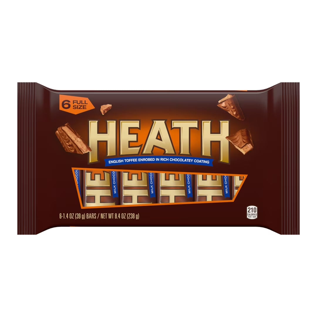Heath Chocolatey English Toffee Candy, Bars 1.4 Oz, 6 Count
