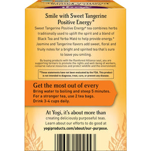 Yogi Tea Sweet Tangerine Positive Energy, Organic Black Tea Bags, 16 Count