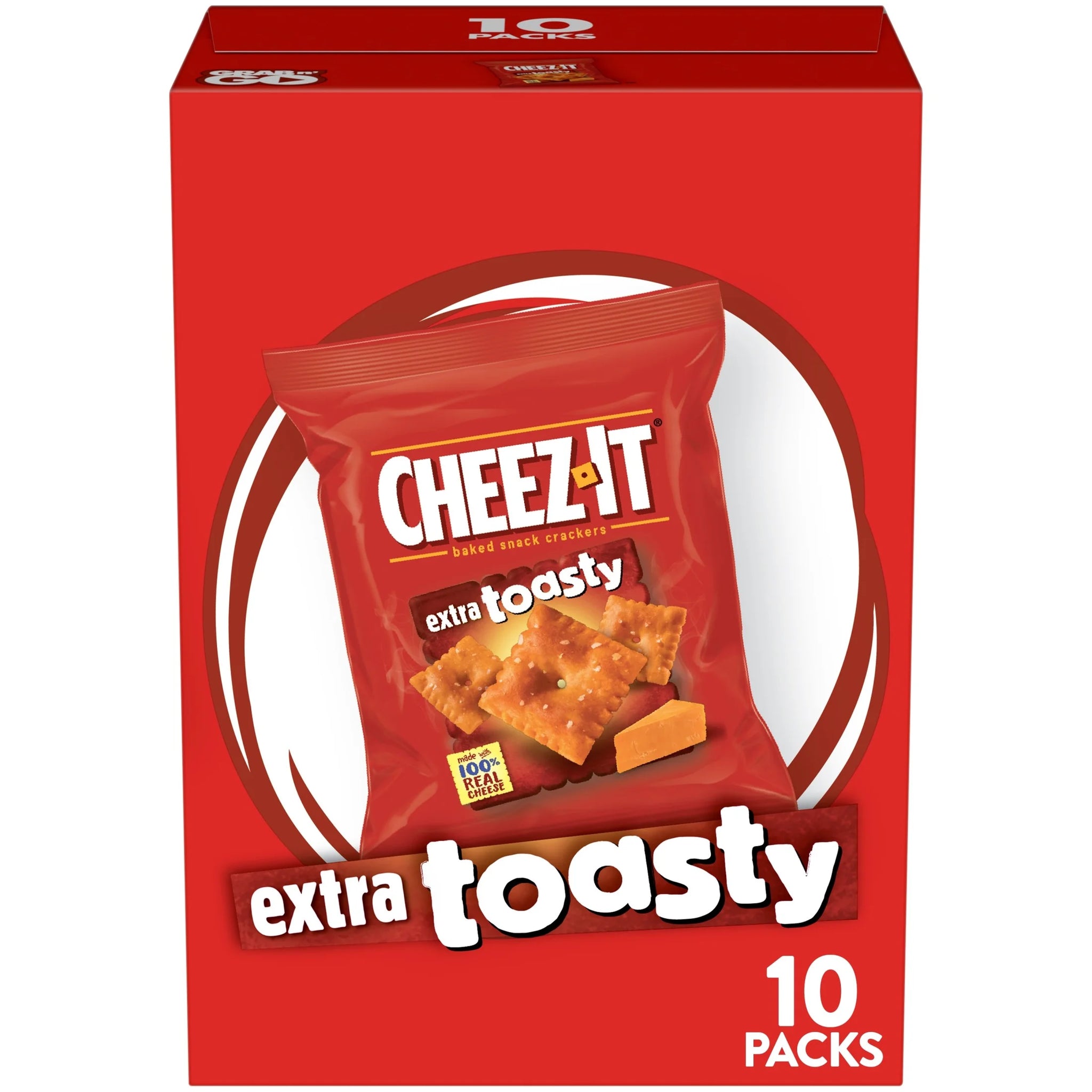 Cheez-It 10CT Extra Toasty Baked Snack Crackers, Lunch Snacks, 10 Count