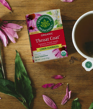 Traditional Medicinals, Organic Throat Coat Lemon Echinacea, Tea Bags, 16 Ct
