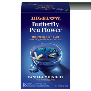 Bigelow Butterfly Pea Flower Vanilla Midnight, Herbal Tea, Tea Bags, 18 Count
