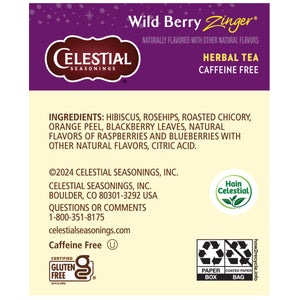 Celestial Seasonings Wild Berry Zinger Caffeine-Free Herbal Tea Bags (20 Count)