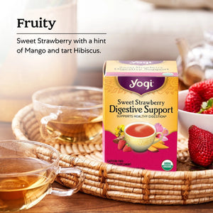 Yogi Tea Sweet Strawberry Digestive Support, Organic Herbal Tea Bags, 16 Count