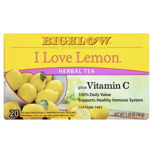 Bigelow I Love Lemon with Vitamin C Herbal Tea, 24 Count, 1.53 Oz