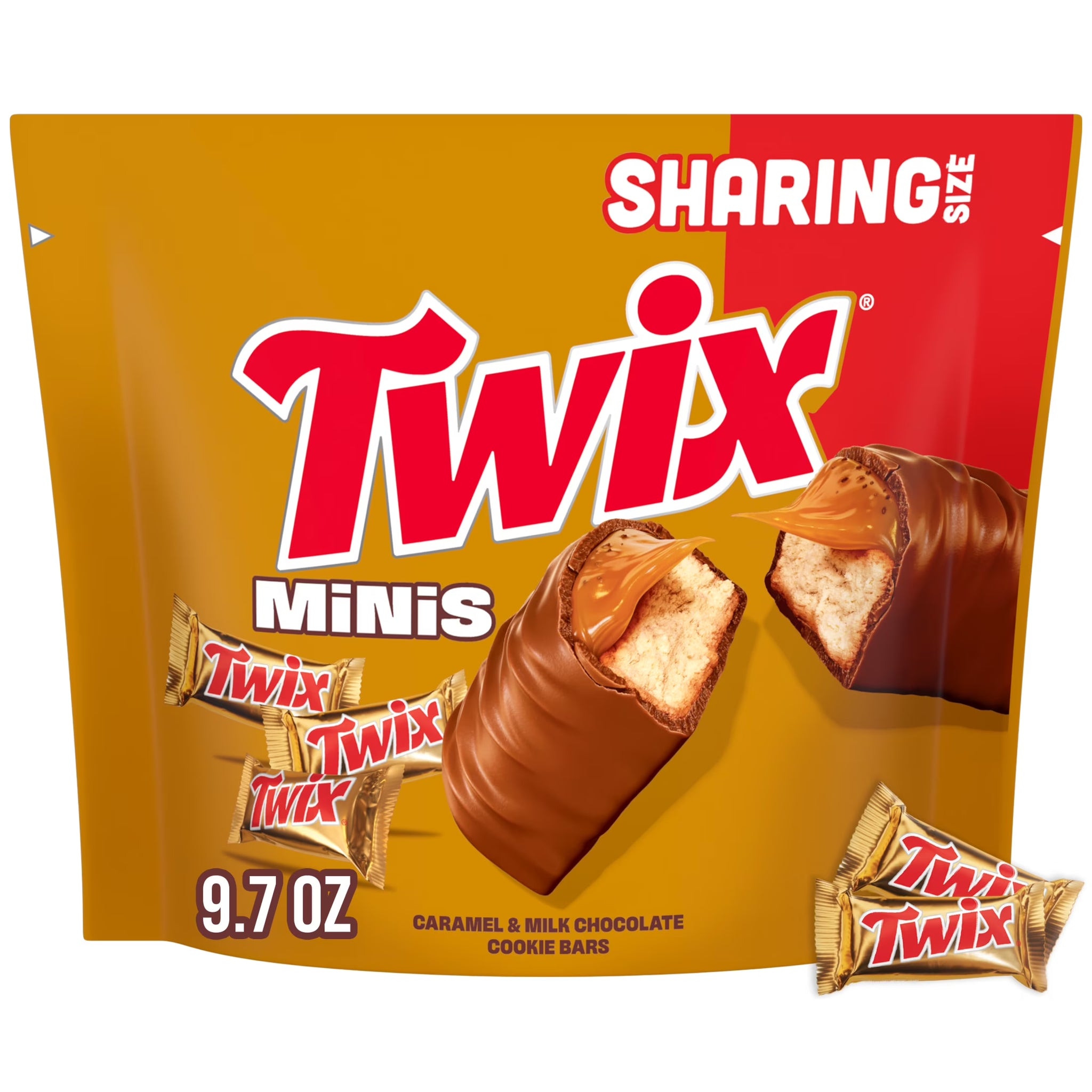 Twix Minis Caramel and Milk Chocolate Candy Bars, Sharing Size - 9.7 Oz Resealable Bag