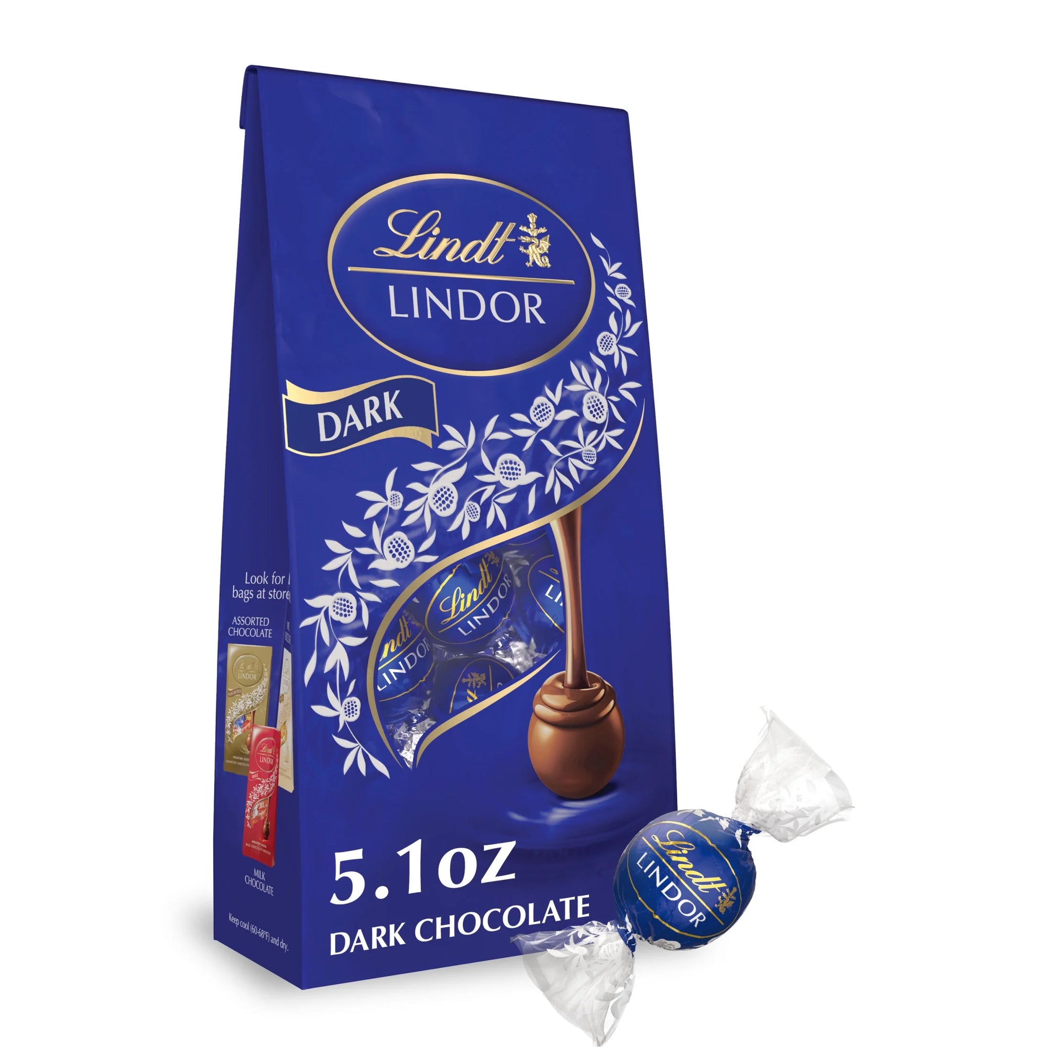 Lindt Lindor Dark Chocolate Candy Truffles, 5.1 Oz, Bag