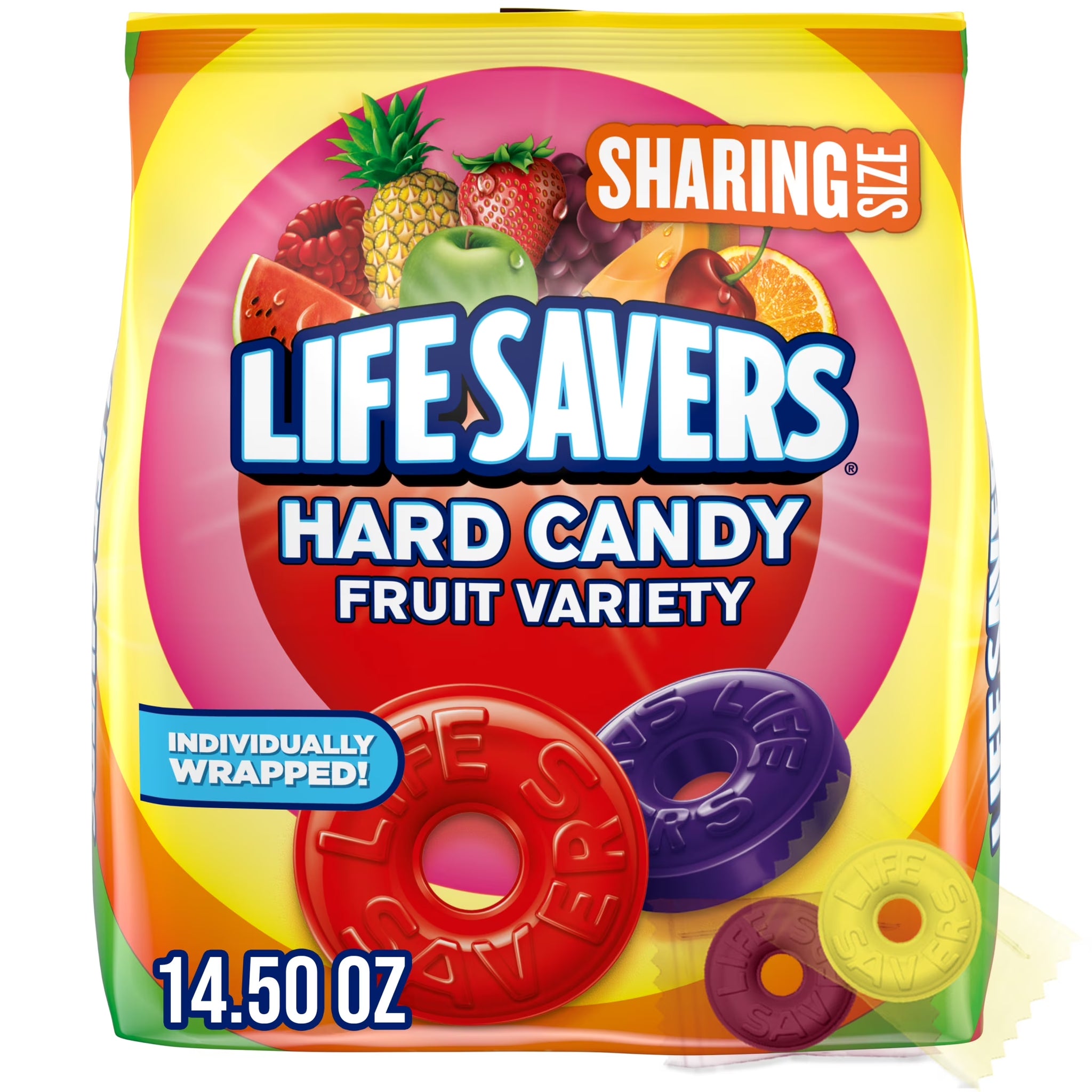 Life Savers Hard Candy Fruit Variety Candy Bag, Sharing Size, 14.5 Oz, 108 Ct