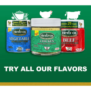 HERB-OX Beef Bouillon Cubes, 25 Count, Shelf-Stable, 3.25 Oz Plastic Jar