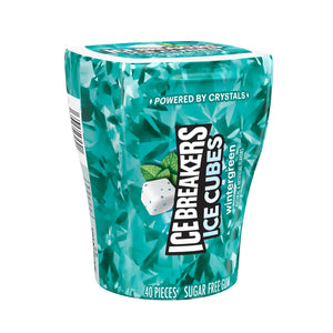 Ice Breakers Ice Cubes Wintergreen Sugar Free Chewing Gum, Bottle 3.24 Oz, 40 Pieces