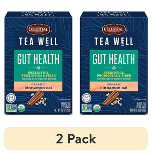 (2 Pack) Celestial Seasonings Teawell Gut Health Organic Cinnamon Oat Herbal Tea Bags, 12 Count