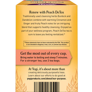 Yogi Tea Peach Detox, Caffeine-Free Organic Herbal Tea Bags, 16 Count