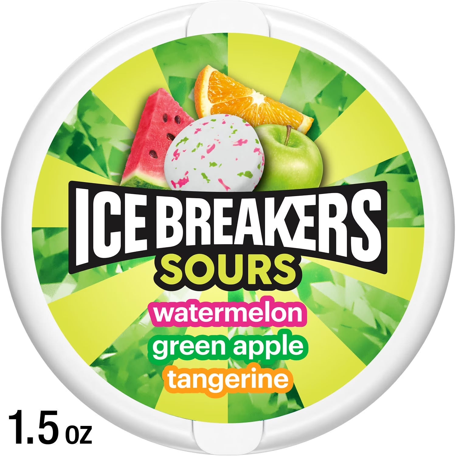 Ice Breakers Sours Assorted Fruit Flavored Sugar Free Mints, Puck 1.5 Oz