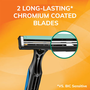 BIC Sensitive 2 Disposable Razors for Men with 2 Blades, 18 Pack
