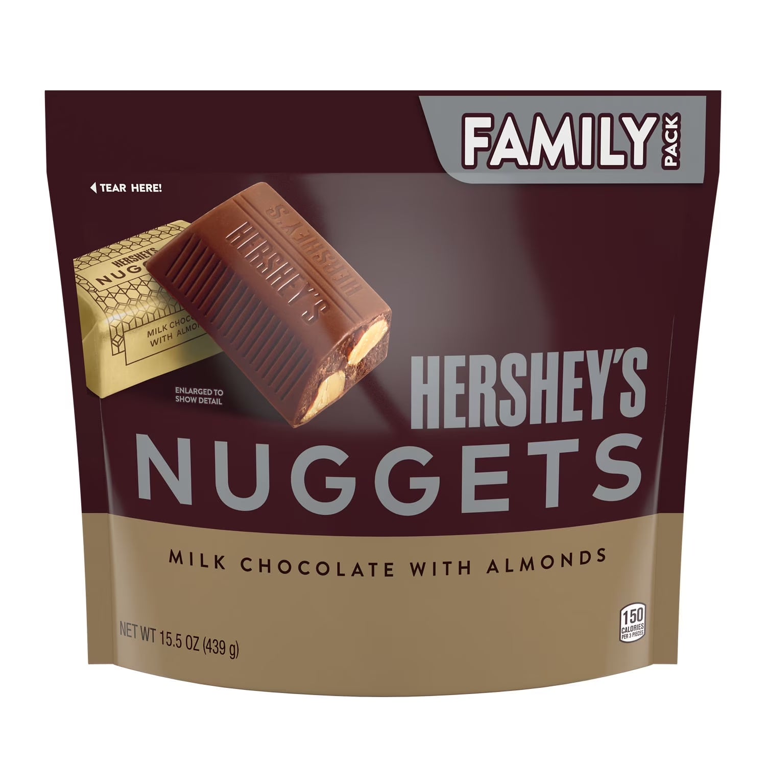 Hershey'S Nuggets Milk Chocolate with Almonds Candy, Family Pack 15.5 Oz