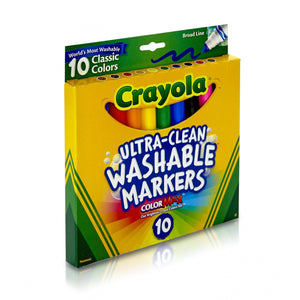 Crayola Ultra-Clean Washable Broad Line Markers, 10 Ct, School Supplies, Classroom Essentials for Teachers, Gift, 3+