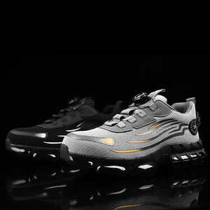Men Safety Toe Work Shoes Rotating Buckle Breathable Non-Slip Steel Toe Sneakers