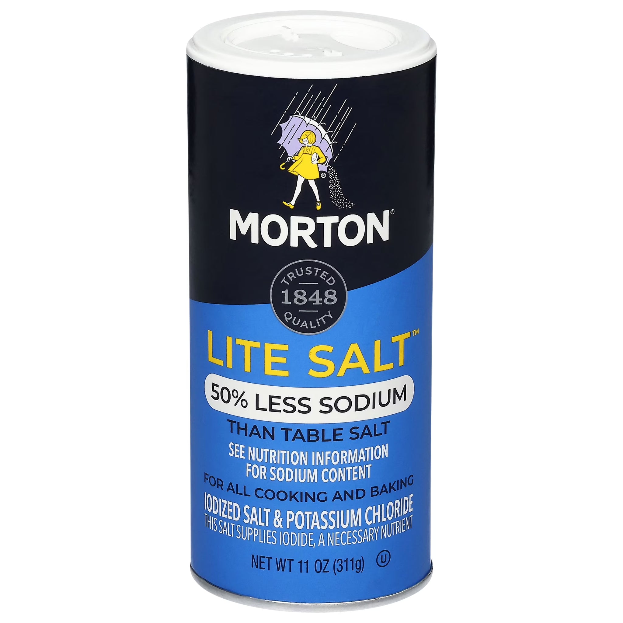 Morton® Lite Salt, Low Sodium for a Heart Healthy Salt Alternative, 11 Oz Canister