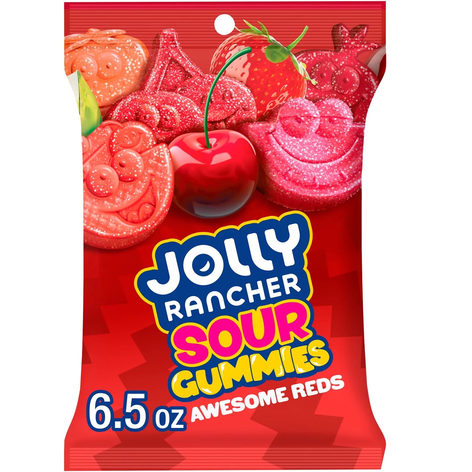 Jolly Rancher Sour Gummies Awesome Reds Assorted Fruit Flavored Candy, Bag 6.5 Oz