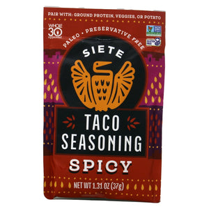 Siete Family Foods, Spicy Taco Seasoning Spice Mix, 1.31 Oz. Packet