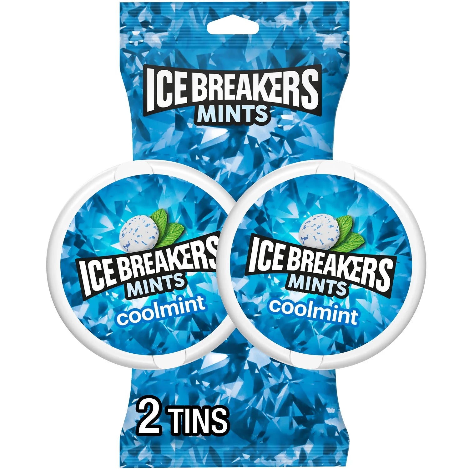 Ice Breakers Coolmint Sugar Free Mints, Tins 1.5 Oz, 2 Count