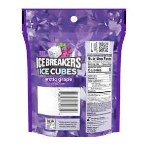 Ice Breakers Ice Cubes Arctic Grape Flavored Sugar Free Chewing Gum, Pouch 8.11 Oz, 100 Pieces