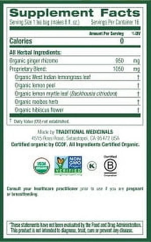 Traditional Medicinal Lemon Ginger, Caffeine-Free Tea Bags, 16 Count