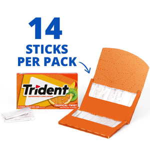 Trident Sugar Free Gum, Tropical Twist, 3 Packs of 14 Regular Size Pieces (42 Total Pieces)