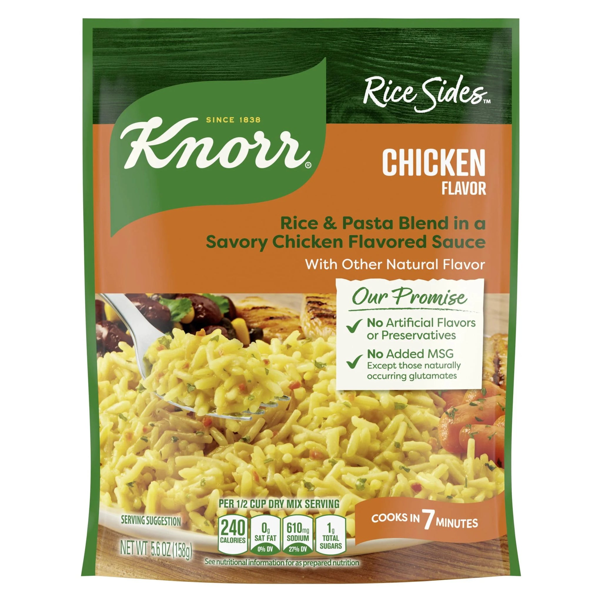 Knorr Rice Sides No Artificial Flavors Chicken Instant Rice, Cooks in 7 Minutes, 5.6 Oz